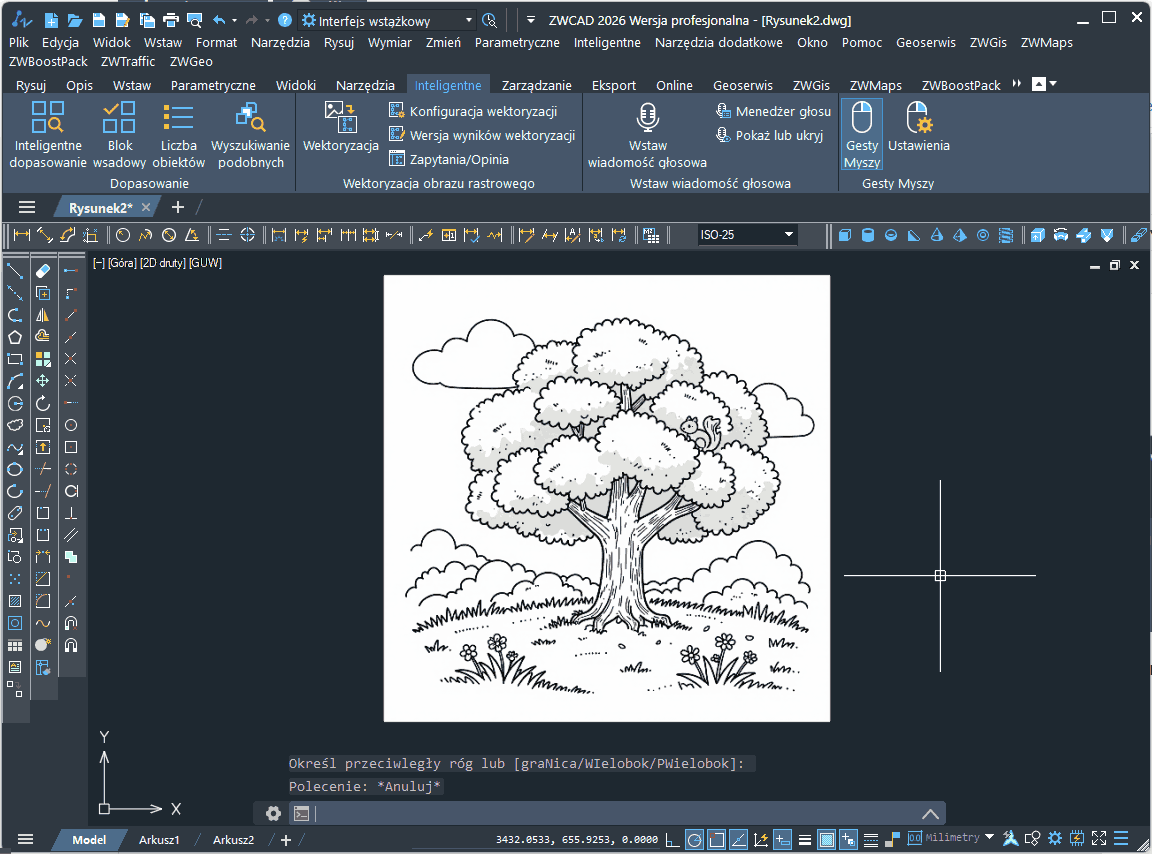 Proces wektoryzacji rastrów w programie ZWCAD Proces wektoryzacji rastrów w programie CAD